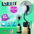 Home use aroma diffusion LED sencor touch panel electric mist fan with ice water spray